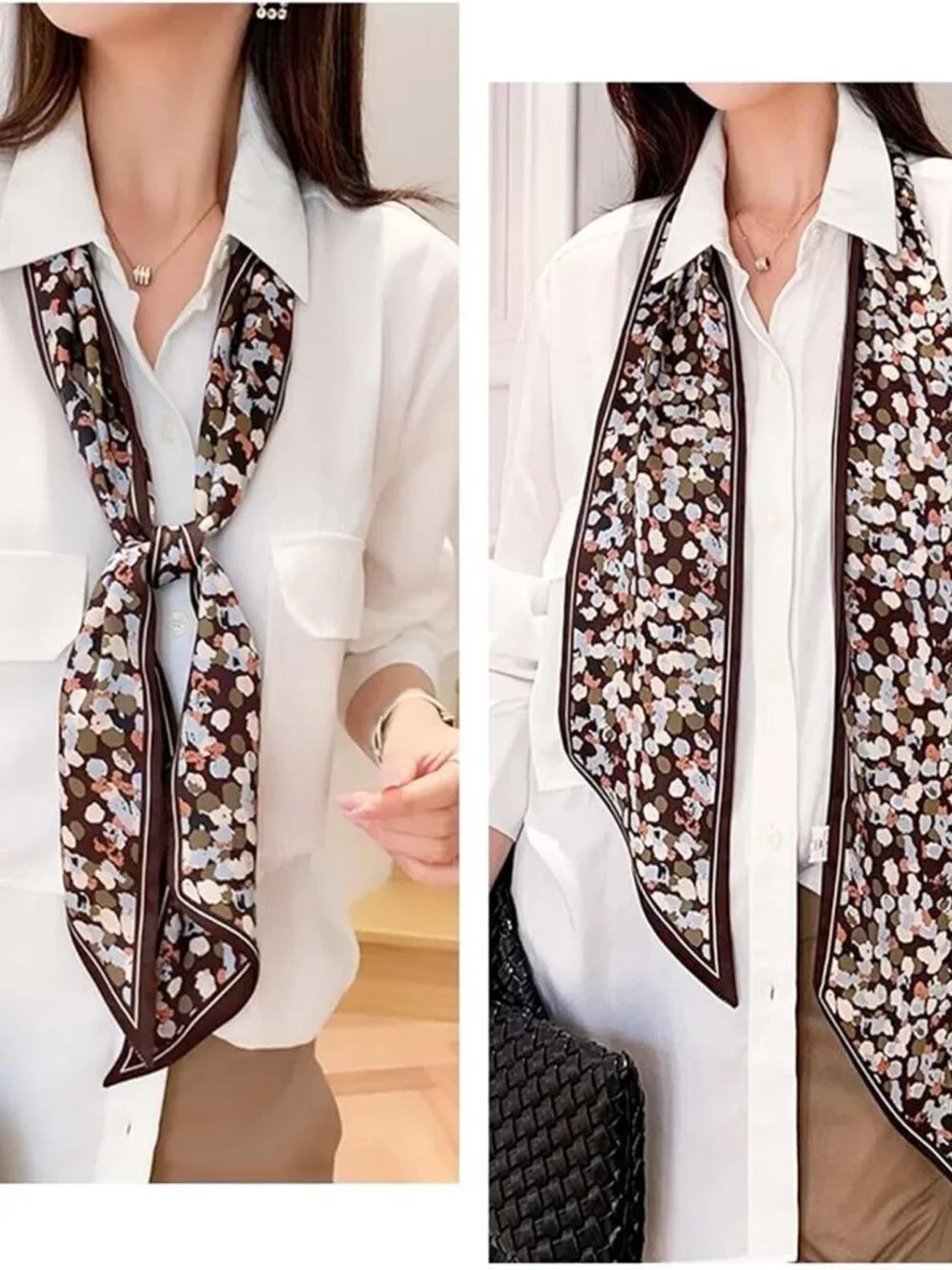 Women's Black Edges Colored Stones Elegant Oblique Angle  Scarves Bag Scarfs